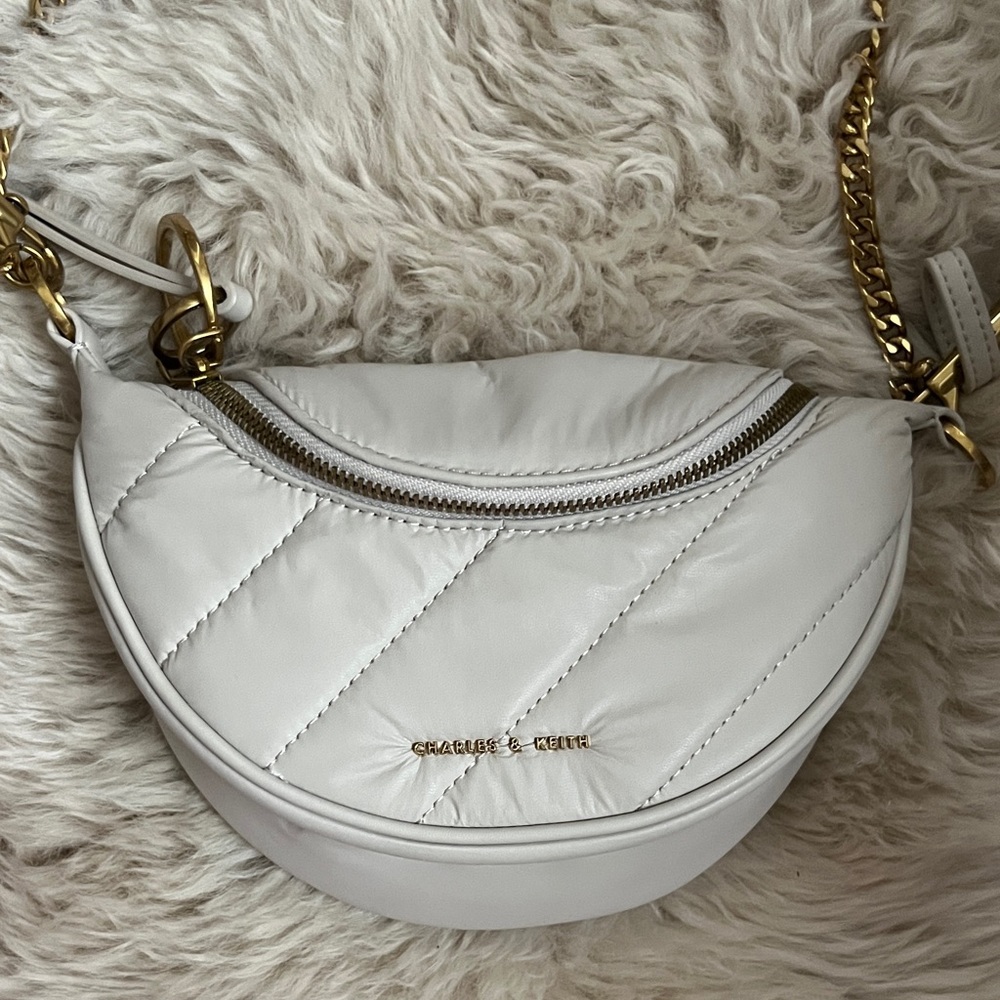 NWOT Charles & Keith Cream Quilted Crossbody Bag in ivory